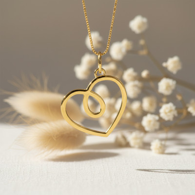 Pendentif Coeur Boucle, Or jaune 750 - Emanessence