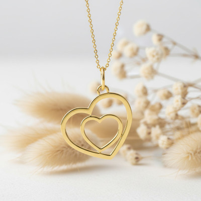 Pendentif Double Coeur Ajourés, Plaqué Or Jaune, 14x15mm - Emanessence