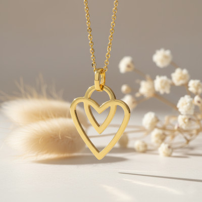 Pendentif Coeur Fantaisie, Or jaune 750 - Emanessence