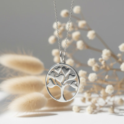 Pendentif Coeurs Arbre de Vie, Argent 925, 16 mm - Emanessence