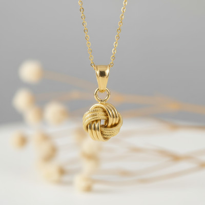 Pendentif Noeud Texturé, Or Jaune 375 - Emanessence