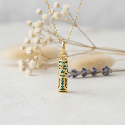 Pendentif Tiki Tendresse, Plaqué Or & Résine Bleue - Rosatella