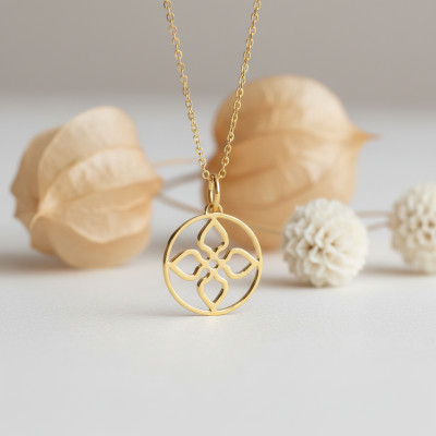 Pendentif Rosace, Or jaune 750 - Emanessence