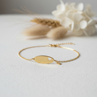 Gourmette Bébé Coeur ajouré, Or jaune 375, 12 à 14cm - Bambins