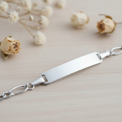 Gourmette bébé maille cheval alternée, Or blanc 375, 15cm - Bambins