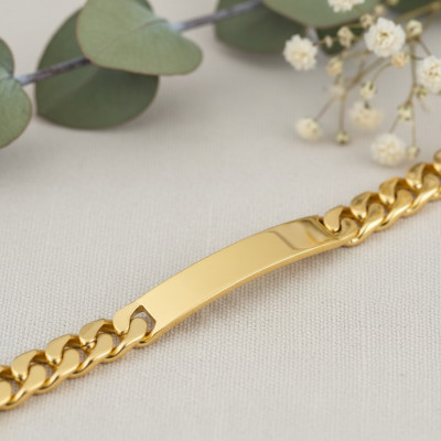 Gourmette Identité, Plaqué Or Jaune, 20cm - Emanessence