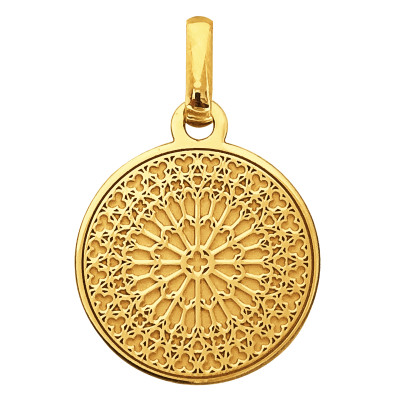 Médaille Rosace Notre Dame de Paris, Plaqué Or Jaune, 22 mm - Lumiosa