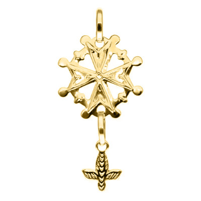 Croix Protestante, Or jaune 750, 15x26mm - Emanessence