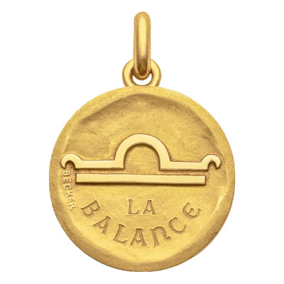 Médaille Signe Astrologique Balance, Or jaune 750, 15 à 22mm - Becker