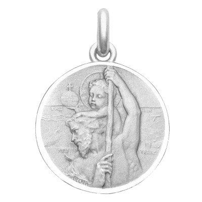 Médaille Saint Christophe de Lycie, Argent massif rhodié, 15 à 22mm - Becker