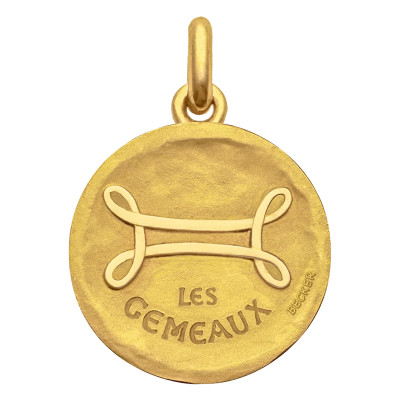 Médaille Signe Astrologique Gémeaux, Or jaune 750, 15 à 22mm - Becker