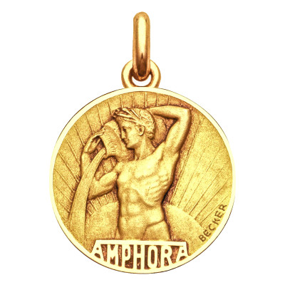 Médaille signe du zodiaque verseau, Or jaune 750, 15 à 22mm - Becker