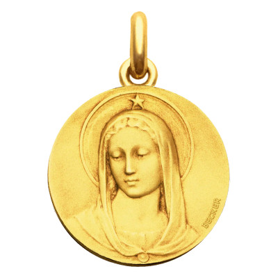 Médaille Vierge Maris Stella Ronde, Or Jaune 750, 15 à 22mm - Becker