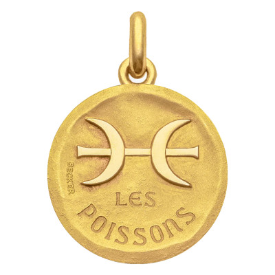 Médaille Signe Astrologique Poisson, Or jaune 750, 15 à 22mm - Becker