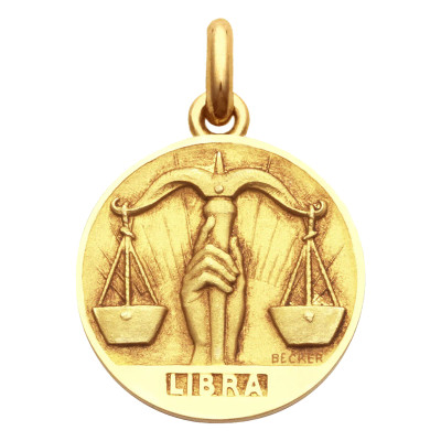 Médaille signe du zodiaque balance, Or jaune 750, 15 à 22mm - Becker