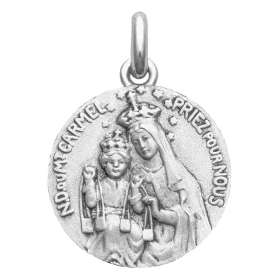 Médaille Christ et Vierge Scapulaire, Or Blanc 750, 15 & 18mm - Becker