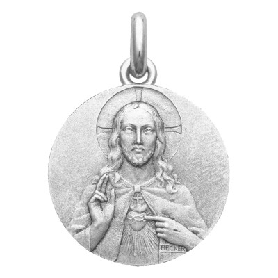 Médaille Christ et Vierge Scapulaire, Or Blanc 750, 15 & 18mm - Becker