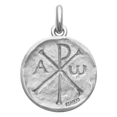 Médaille Chrisme, Argent massif rhodié, 15 à 22mm - Becker