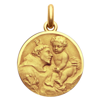 Médaille Saint Antoine de Padoue, Or jaune 750, 15 à 20mm - Becker
