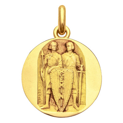 Médaille signe du zodiaque gémeaux, Or jaune 750, 15 à 22mm - Becker