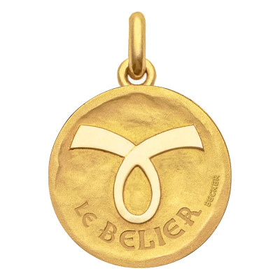 Médaille Signe Astrologique Bélier, Or jaune 750, 15 à 22mm - Becker