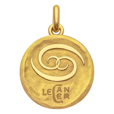 Médaille Signe Astrologique Cancer, Or jaune 750, 15 à 22mm - Becker