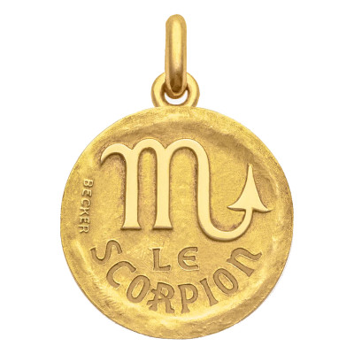 Médaille Signe Astrologique Scorpion, Or jaune 750, 15 à 22mm - Becker
