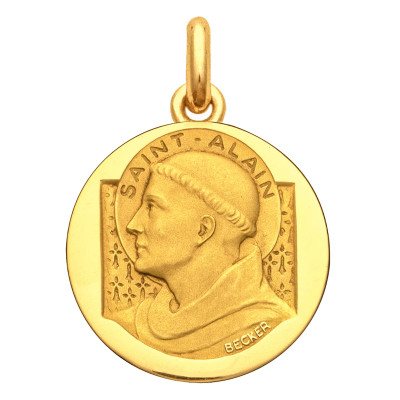 Médaille Saint Alain, Or Jaune 750, 15 à 20 mm - Becker