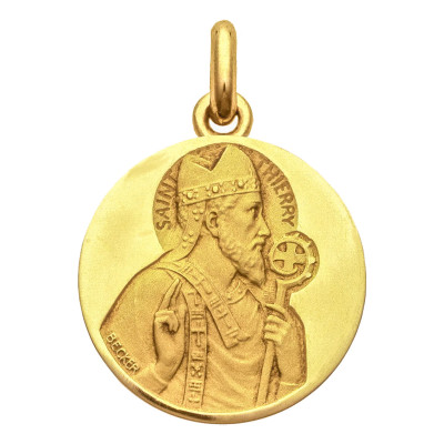 Médaille Saint Thierry, Or Jaune 750, 15 à 20 mm - Becker