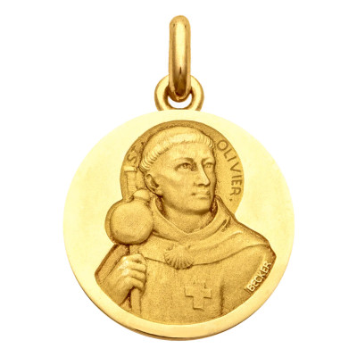 Médaille Saint Olivier, Or Jaune 750, 15 à 20 mm - Becker