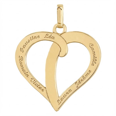 Pendentif Coeur Ajouré Personnalisable, Plaqué Or Jaune - Lumiosa