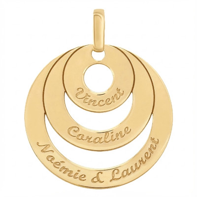Pendentif Triple Cercle Personnalisable, Plaqué Or Jaune - Lumiosa
