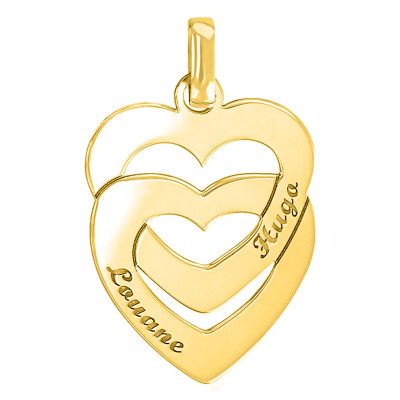 Pendentif Coeurs Entrelacés Personnalisé, Plaqué Or Jaune - Lumiosa