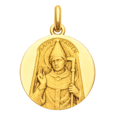 Médaille Saint Fabien, Or Jaune 750, 15 à 20 mm - Becker
