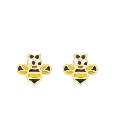 Boucles d'oreilles Abeilles, Or Jaune 375 & Email - Bambins