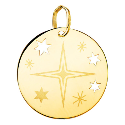 Pendentif Rose des vents, Or Jaune 750, 18 mm - Lumiosa