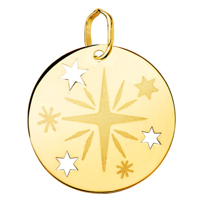 Pendentif Rose des vents ajouré, Or Jaune 750, 18 mm - Lumiosa