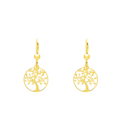 Boucles d'oreilles Arbre de Vie, Plaqué Or Jaune - Emanessence