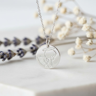 Médaille Ange de profil, Or Blanc 750, 16mm - Argyor