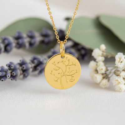 Médaille Arbre de Vie Bourgeons, Or Jaune 750, 15mm - Argyor