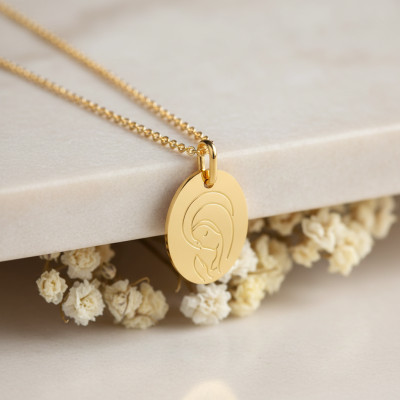 Médaille Vierge en prière, Or jaune 750, 16x13mm - Lucas Lucor
