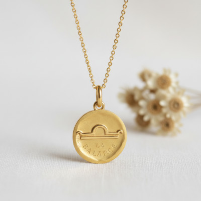 Médaille Signe Astrologique Balance, Or jaune 750, 15 à 22mm - Becker