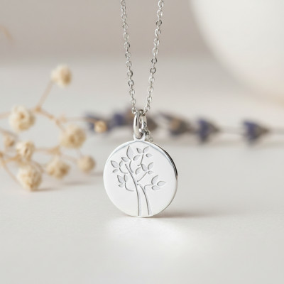 Médaille Arbre de Vie bonheur, Or blanc 750, 18mm - Argyor