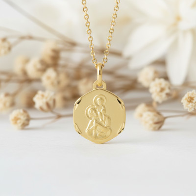 Médaille Saint Christophe Hexagonale, Or Jaune 750, 15x15mm - Vandona