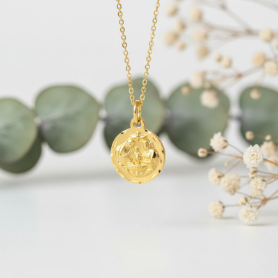 Médaille Ronde Baptême Facettée, Or Jaune 750, 14 mm - Vandona