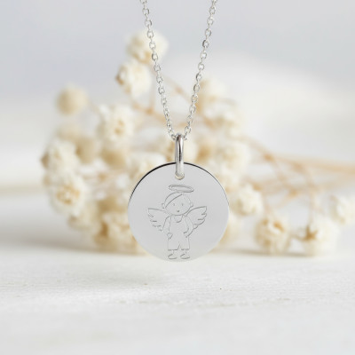Médaille My Angel Garçon, Or blanc 375, 16mm - Lucas Lucor