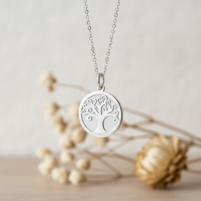 Médaille Arbre de Vie, Or blanc 750, 20mm - Argyor