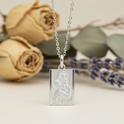 Médaille Rectangle Saint Christophe, Argent, 19x13mm - Emanessence