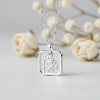 Médaille Saint Christophe Carré, Argent 925 - Vandona
