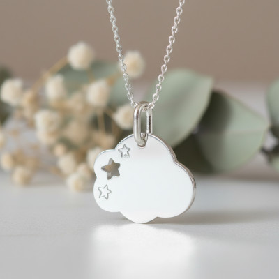 Médaille Nuage étoilé, Or blanc, 13x16mm - Lucas Lucor